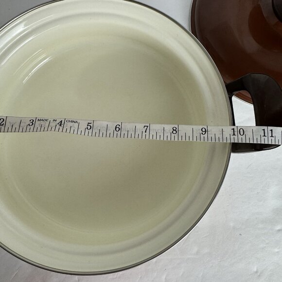 Sanko Ware Show Pans Japan Enamel Coated Orange Flower Covered Lid 9in Saucepan - Picture 13 of 16